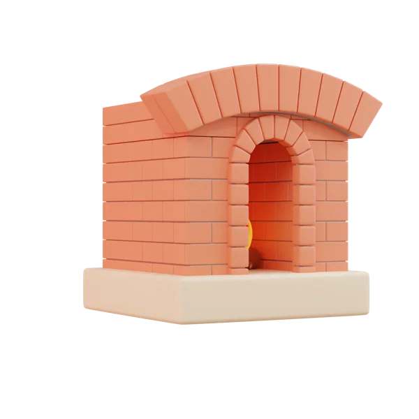 Fireplace 3D icon, view 3