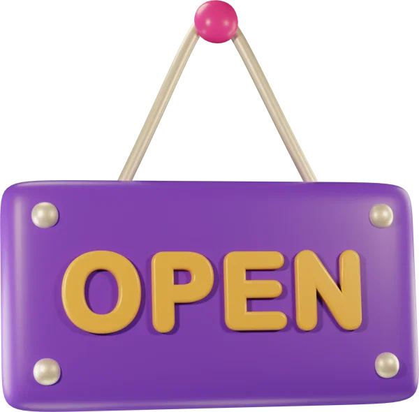Open sign 3D icon, view 3
