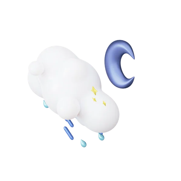 Cloud raining moon 3D icon, view 5