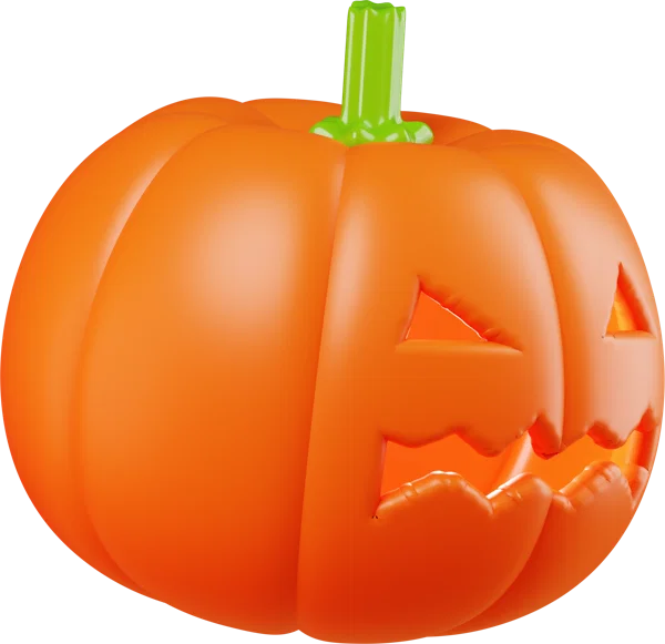 Pumpkin 3D icon, view 3