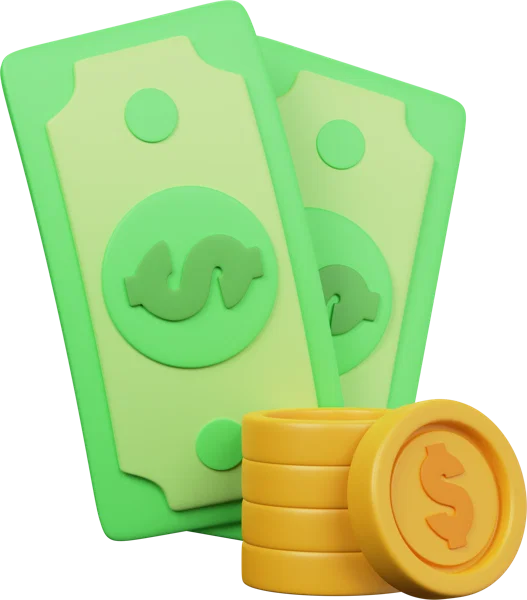 Money and Coins 3D icon, view 1