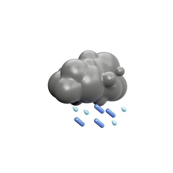 Raining under Stormyclouds 3D icon, view 3