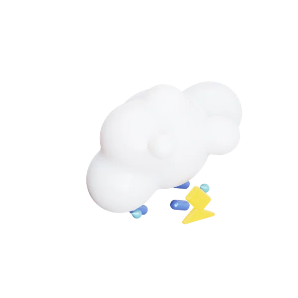 Cloud raining lightening 3D icon, view 4
