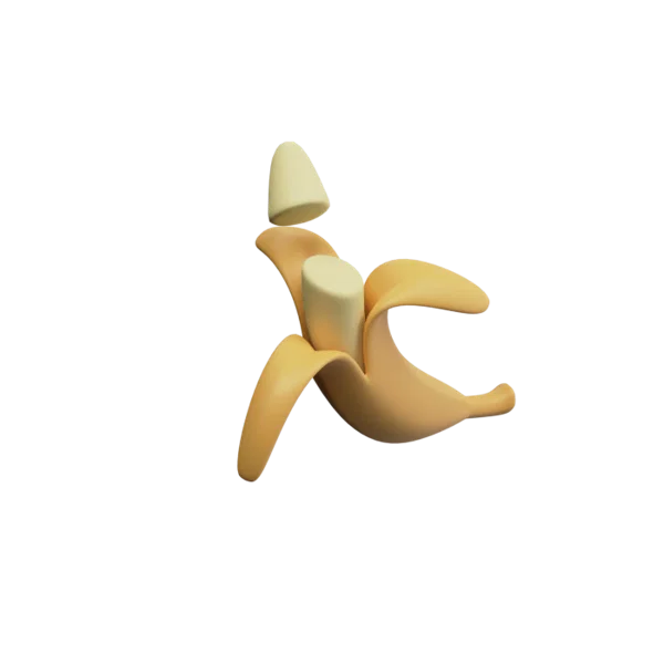 Banana 3D icon, view 3