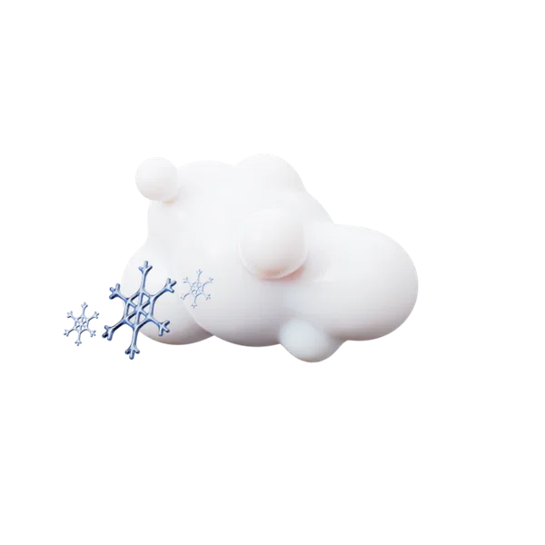 Cloud snow flakes 3D icon, view 2