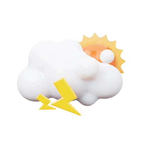 Lightening clouds sunny 3D icon, view 1