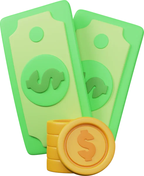 Money and Coins 3D icon, view 2