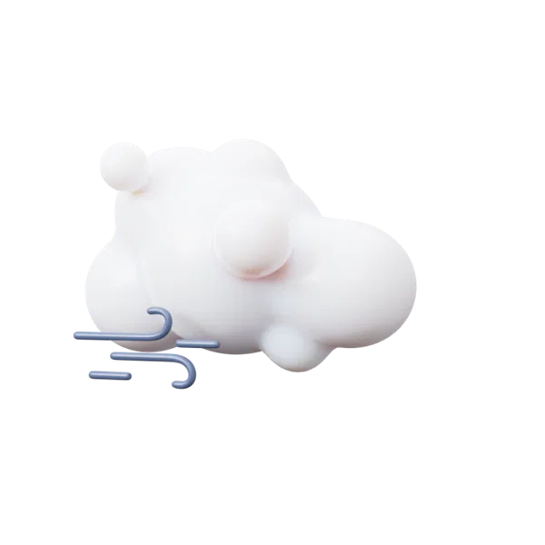 Cloud wind 3D icon, view 2