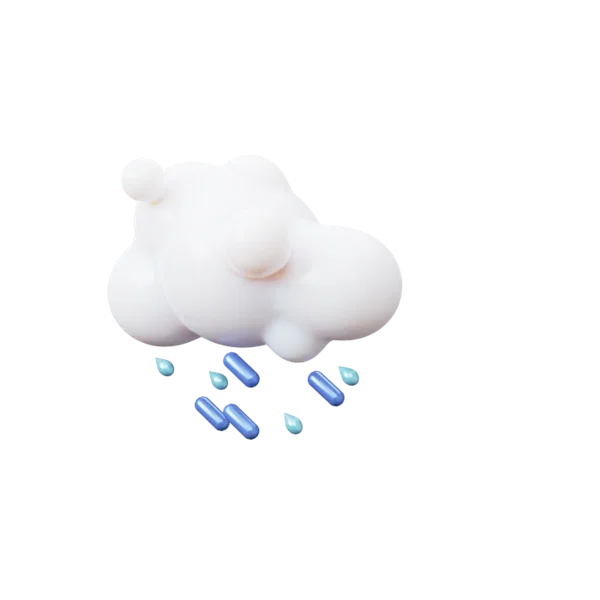 Cloud raining 3D icon, view 2