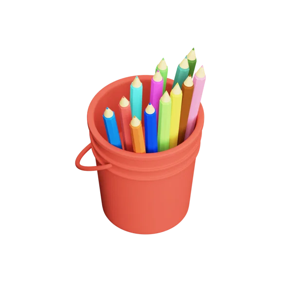 Bucket Pencil 3D icon, view 4