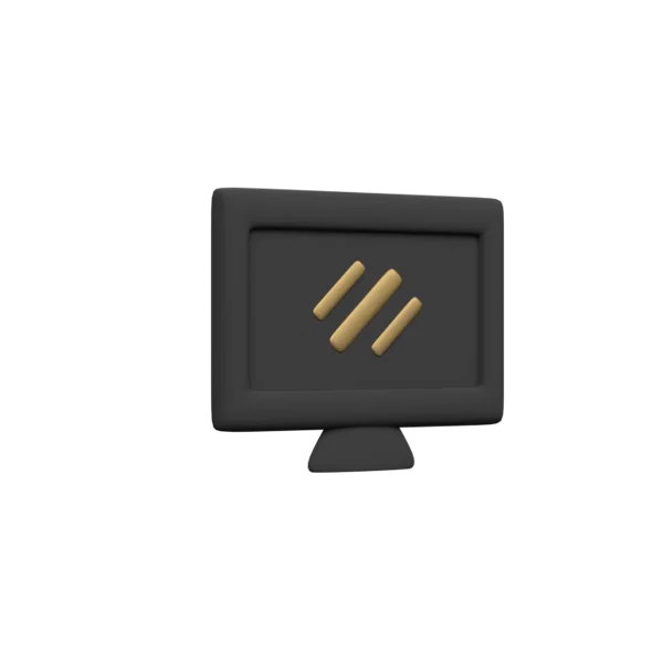 Monitor 3D icon, view 3