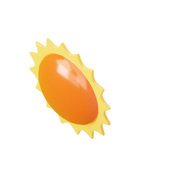 Sun 3D icon, view 5