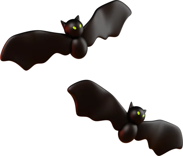 Bat 3D icon, view 3