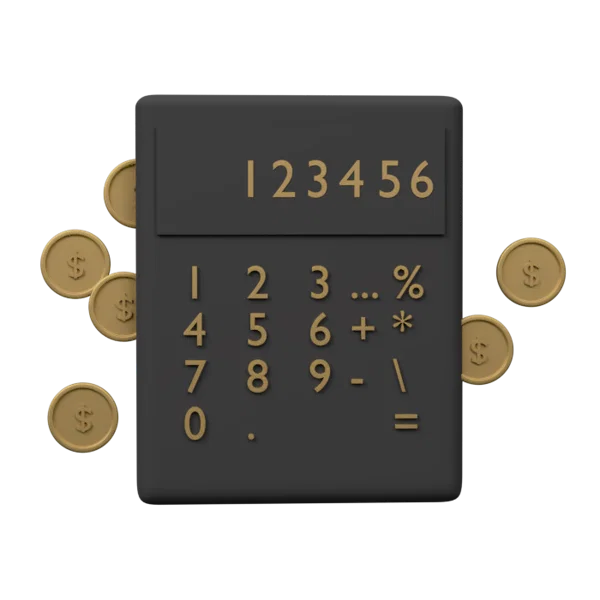 Calculator Coins Graph 3D icon, view 1