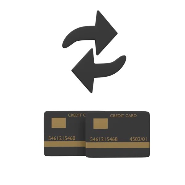 Credits Cards Arrows 3D icon, view 1