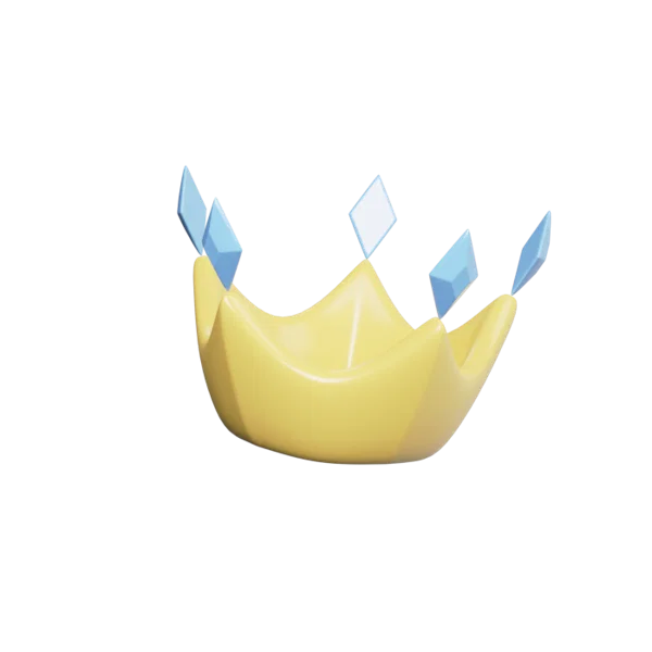 Crown 3D icon, view 3