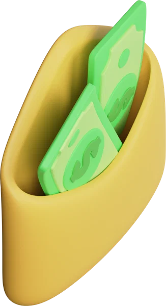 Money in Envelope 3D icon, view 4