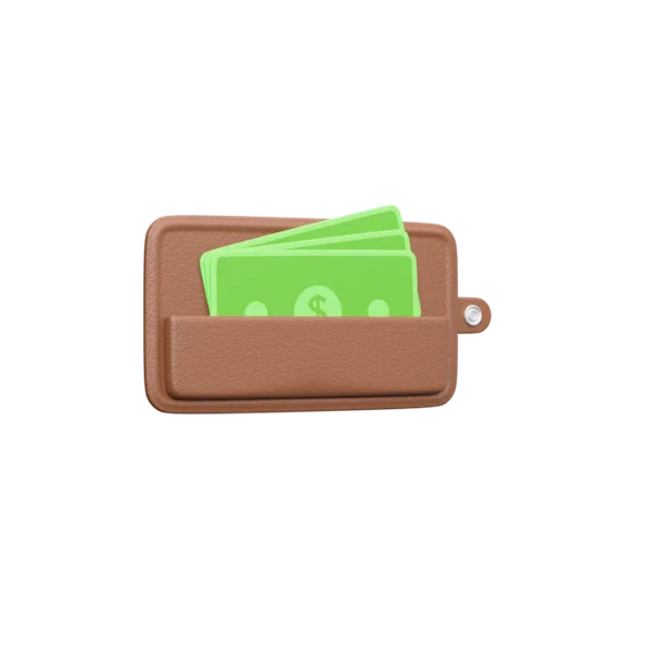 Wallet - Unfolded 3D icon, view 3