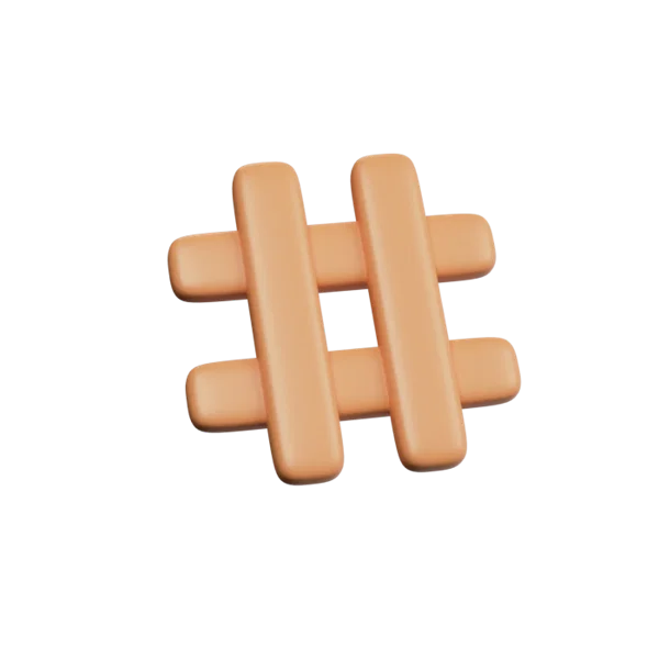 Hash 3D icon, view 3
