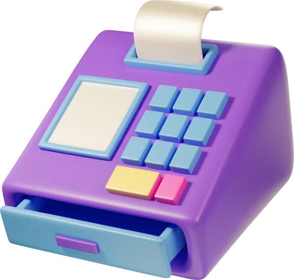 Cash register 3D icon, view 1