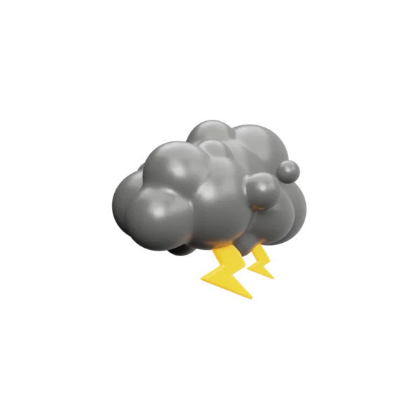 Lightening under Stormyclouds 3D icon, view 3