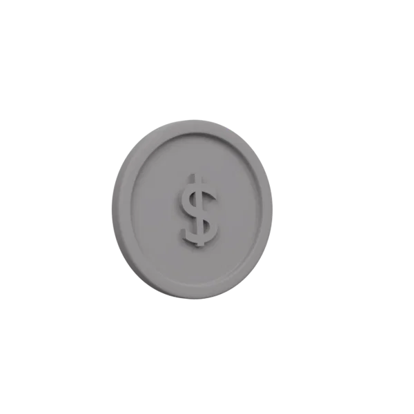 Coin 3D icon, view 3