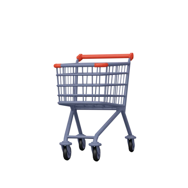 Shopping cart 3D icon, view 3