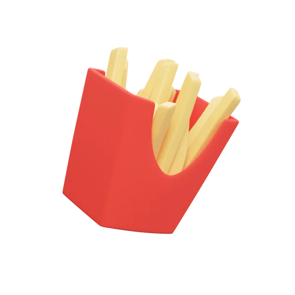French Fries 3D icon, view 3