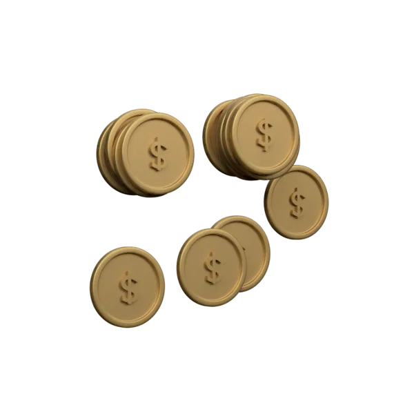 Gold Coins 3D icon, view 3