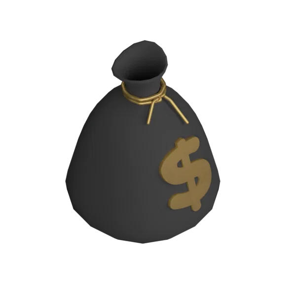 Money bag 3D icon, view 4