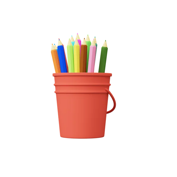 Bucket Pencil 3D icon, view 2