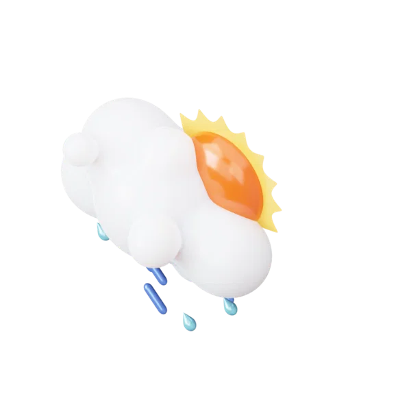 Cloud raining sun 3D icon, view 5
