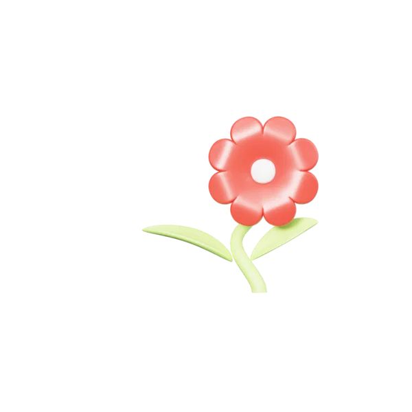 Flower 3D icon, view 3