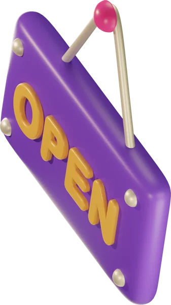 Open sign 3D icon, view 5