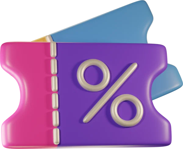 Coupon 3D icon, view 3