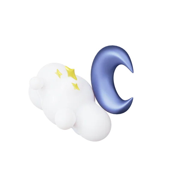 Moon under clouds 3D icon, view 5