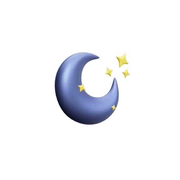 Moon 3D icon, view 3