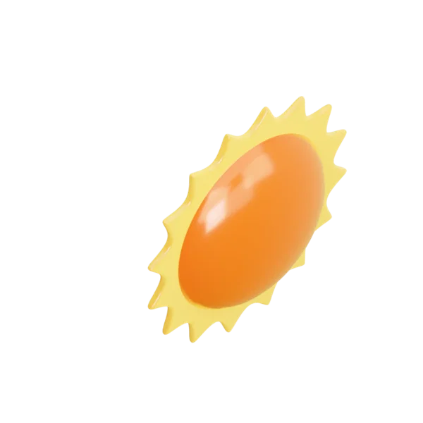 Sun 3D icon, view 4