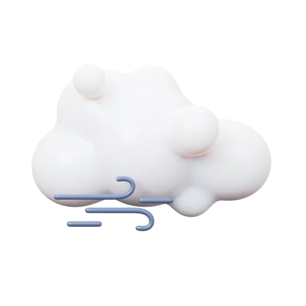 Cloud wind 3D icon, view 1