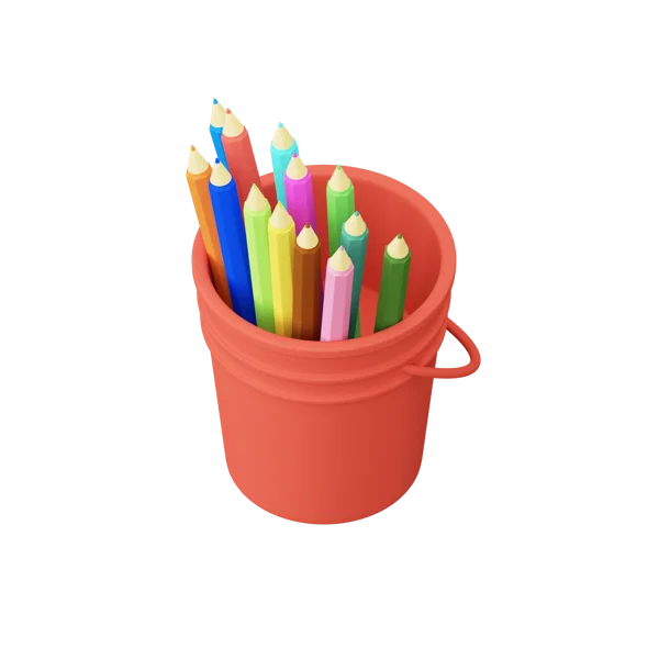 Bucket Pencil 3D icon, view 5