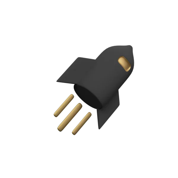 Rocket 3D icon, view 3