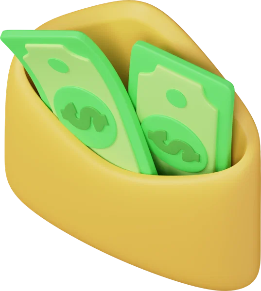 Money in Envelope 3D icon, view 5