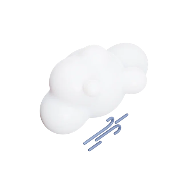 Cloud wind 3D icon, view 4