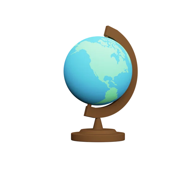 Globe 3D icon, view 3