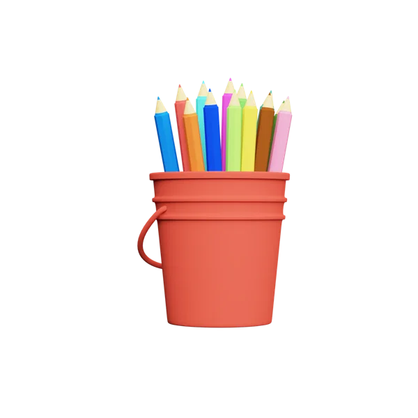 Bucket Pencil 3D icon, view 3