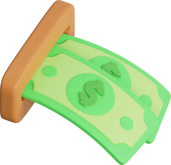 ATM and Money 3D icon, view 4