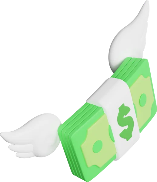 Flying Money 3D icon, view 4