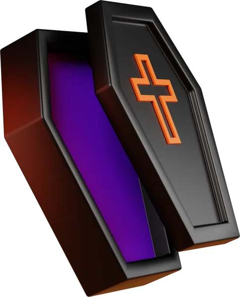 Coffin 3D icon, view 3