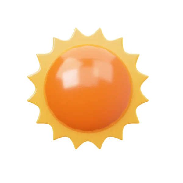 Sun 3D icon, view 1