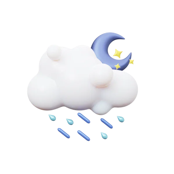 Cloud raining moon 3D icon, view 1